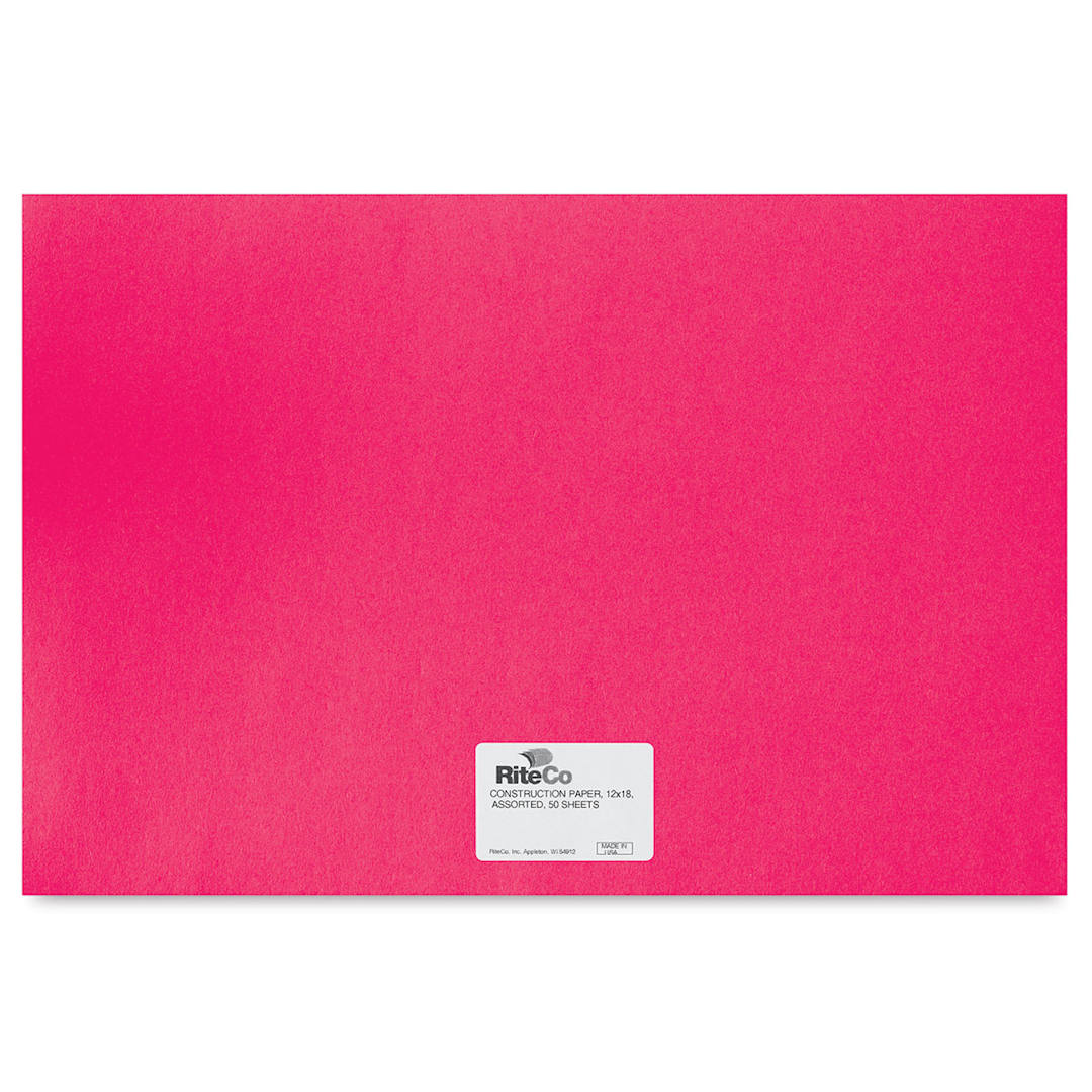 Open in modal - RiteCo Construction Paper - Hot Pink, 12" x 18", 50 Sheets