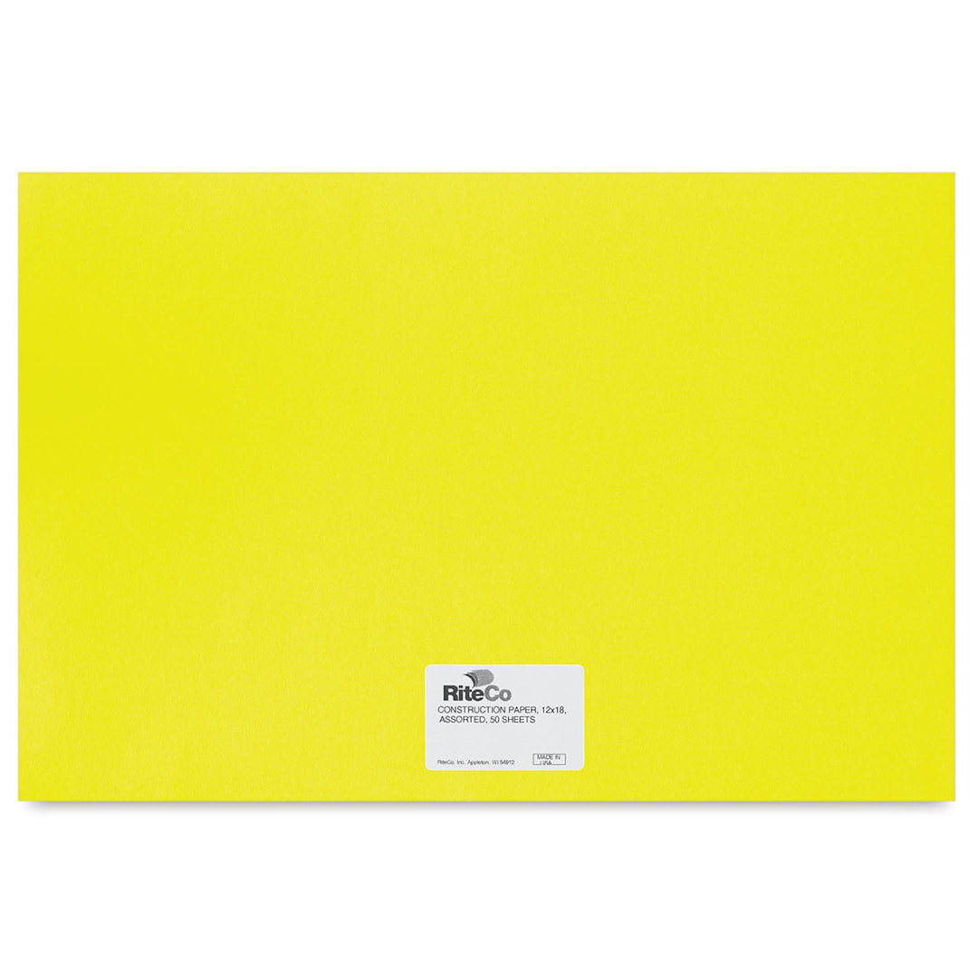 Open in modal - RiteCo Construction Paper - Yellow, 12" x 18", 50 Sheets