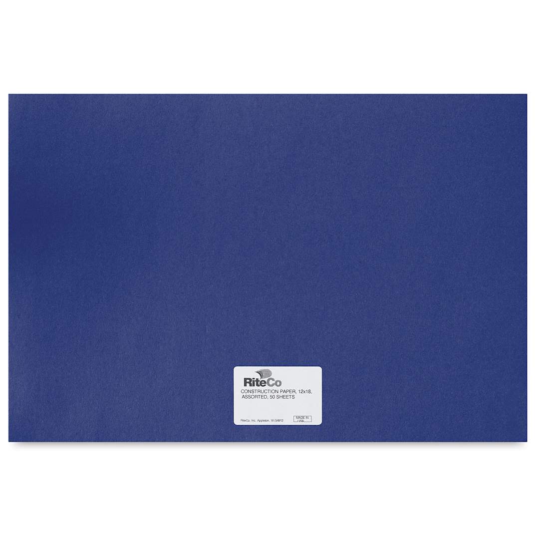 Open in modal - RiteCo Construction Paper - Bright Blue, 12" x 18", 50 Sheets