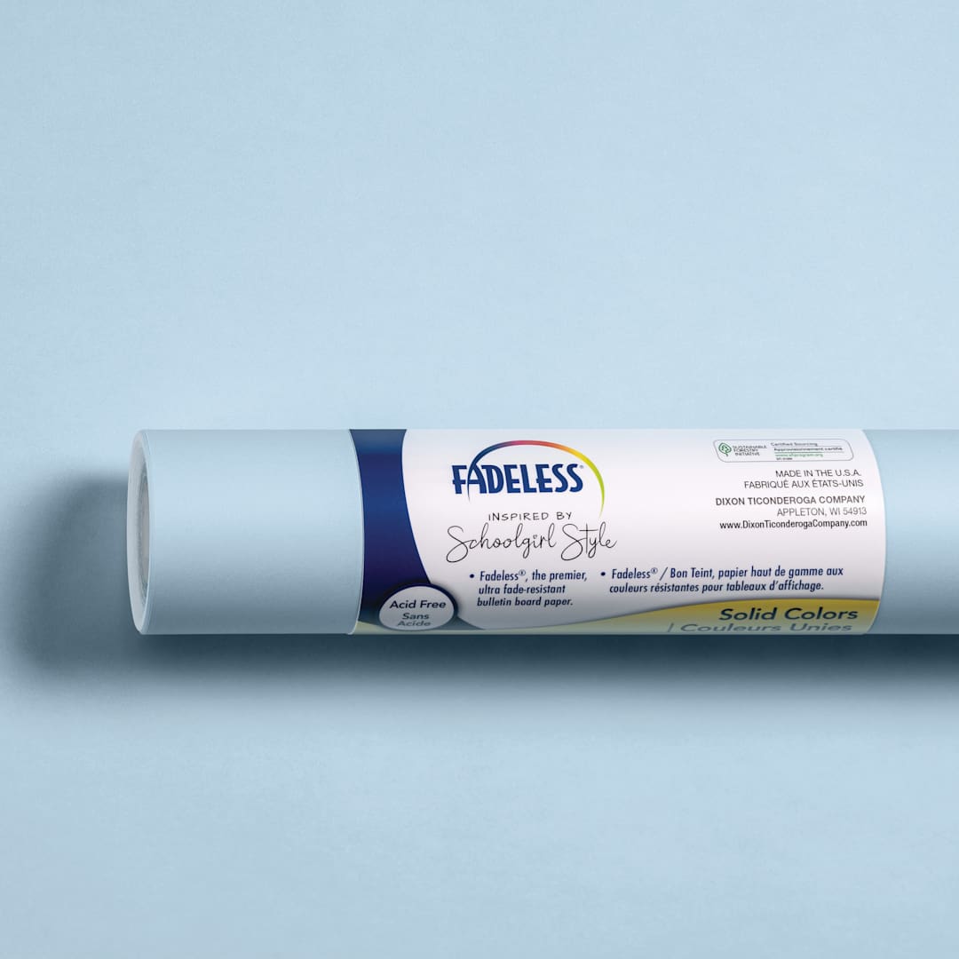 Open in modal - Fadeless Schoolgirl Style Bulletin Paper - Cotton Candy Cloud, 47-1/4" x 50' Roll with packaging