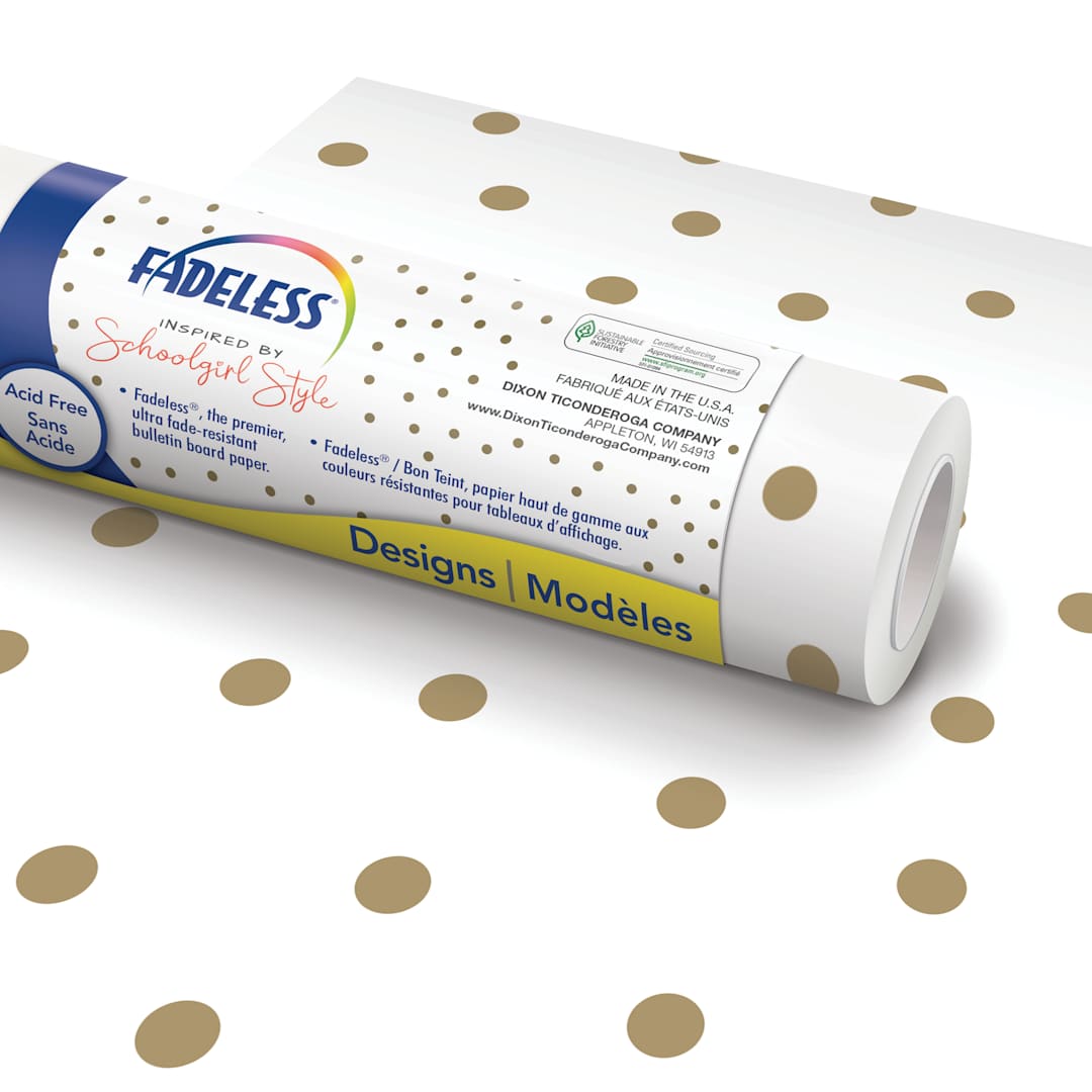 Open in modal - Fadeless Schoolgirl Style Bulletin Paper - Little Miss, 47-1/4" x 50' Roll with packaging