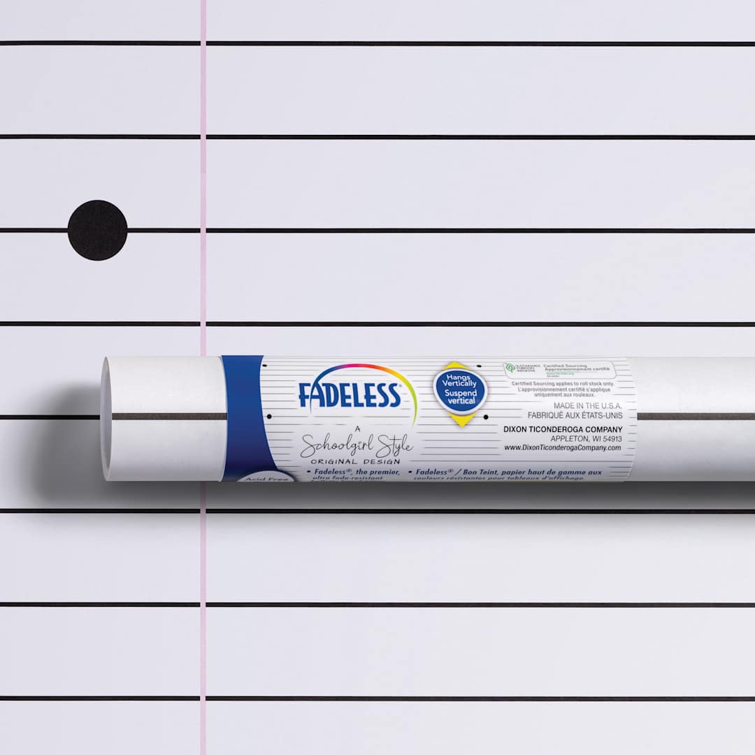 Open in modal - Fadeless Schoolgirl Style Bulletin Paper - Passing Notes, 47-1/4" x 25' Roll in packaging