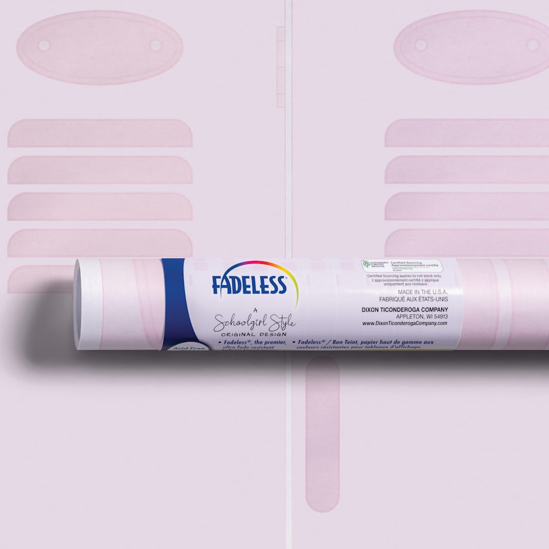 Open in modal - Fadeless Schoolgirl Style Bulletin Paper - Late For Class, 47-1/4" x 25' Roll in packaging