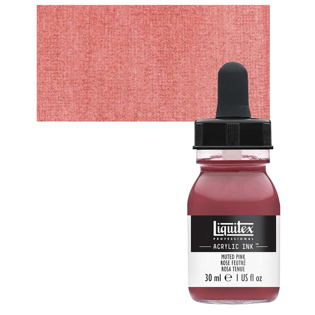 Open in modal - Liquitex Professional Acrylic Ink - Muted Pink bottle and swatch
