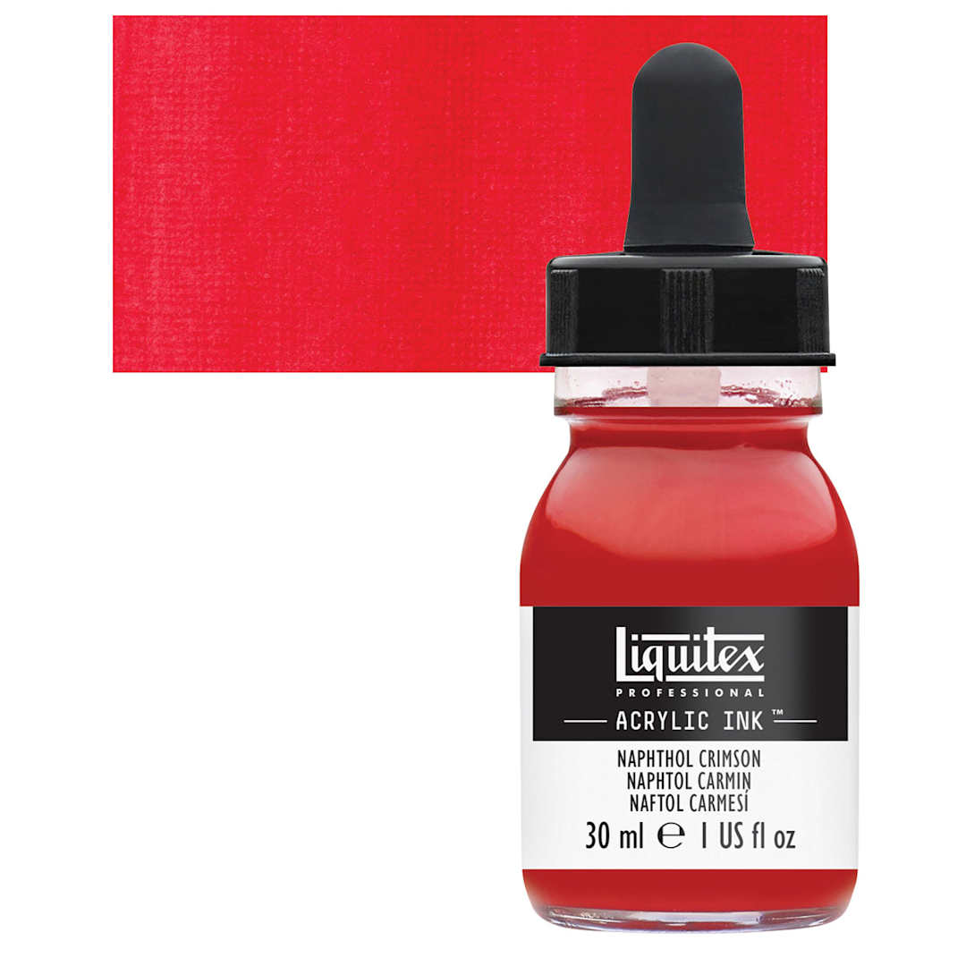Open in modal - Liquitex Professional Acrylic Ink - Naphthol Crimson bottle and swatch
