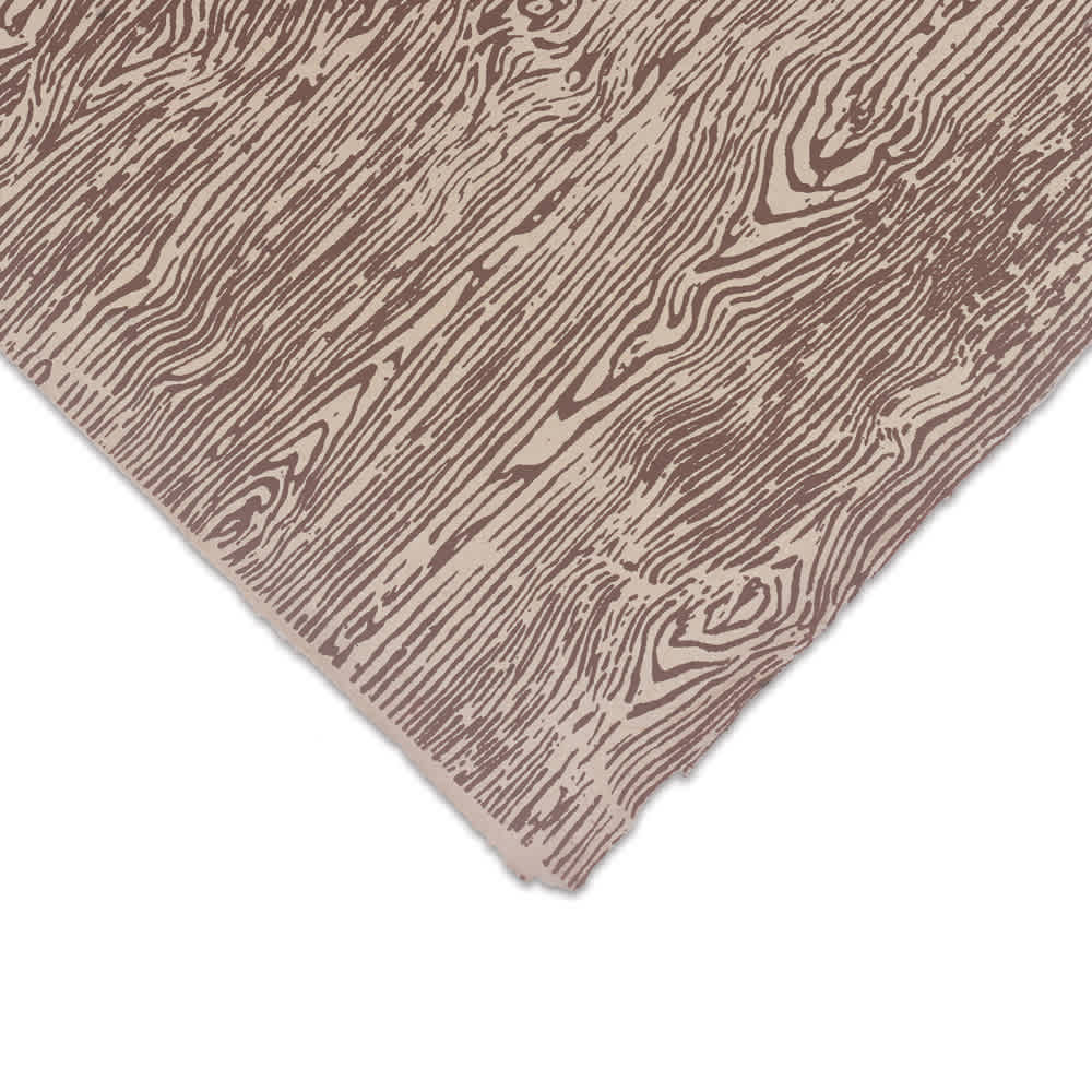 Open in modal - Woodgrain Print Lokta Paper - Brown and Cream, 20" x 30", Single Sheet
