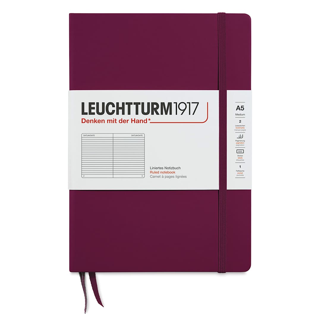 Open in modal - Leuchtturm1917 Ruled Hardbound Notebook - Port Red, 5-3/4" x 8-1/4"