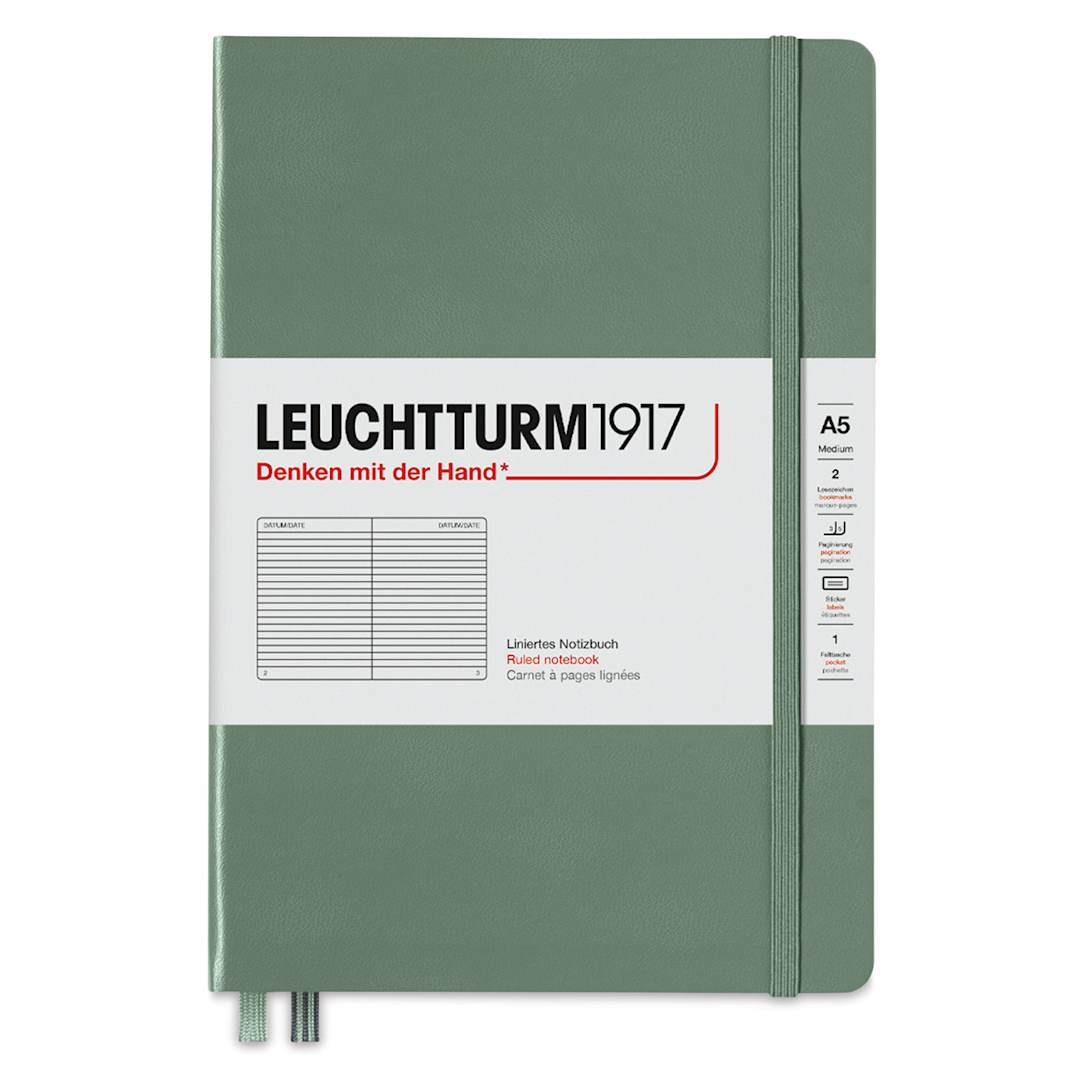 Open in modal - Leuchtturm1917 Ruled Hardbound Notebook - Olive, 5-3/4" x 8-1/4"
