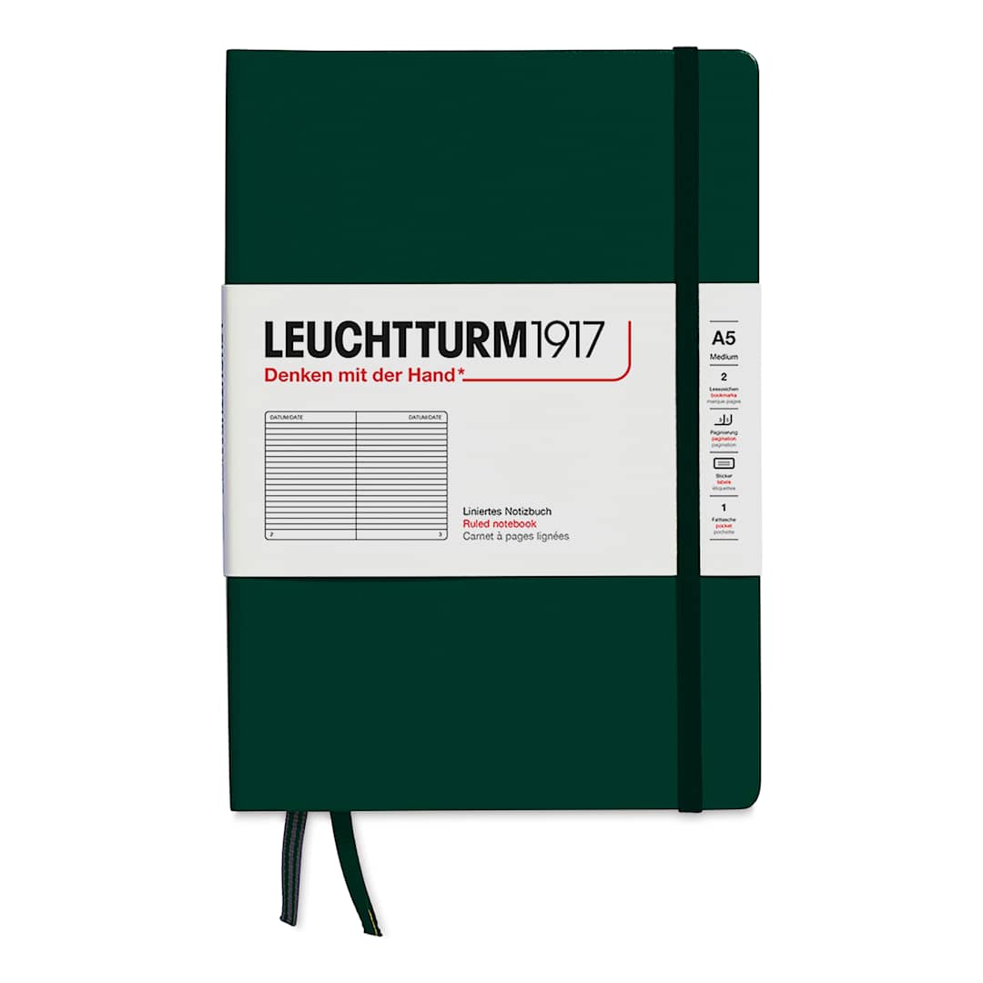 Open in modal - Leuchtturm1917 Ruled Hardbound Notebook - Forest Green, 5-3/4" x 8-1/4"