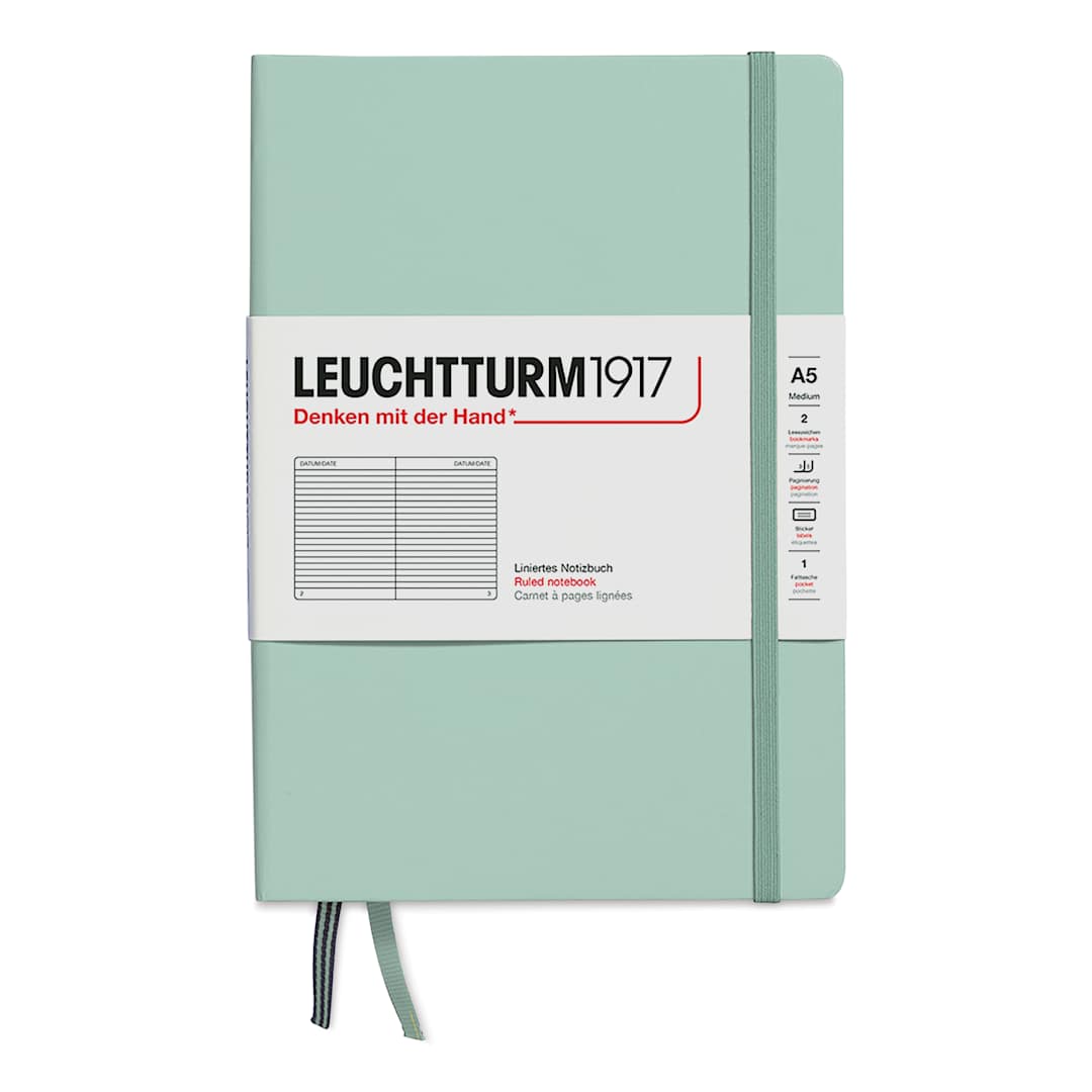 Open in modal - Leuchtturm1917 Ruled Hardbound Notebook - Mint Green, 5-3/4" x 8-1/4"