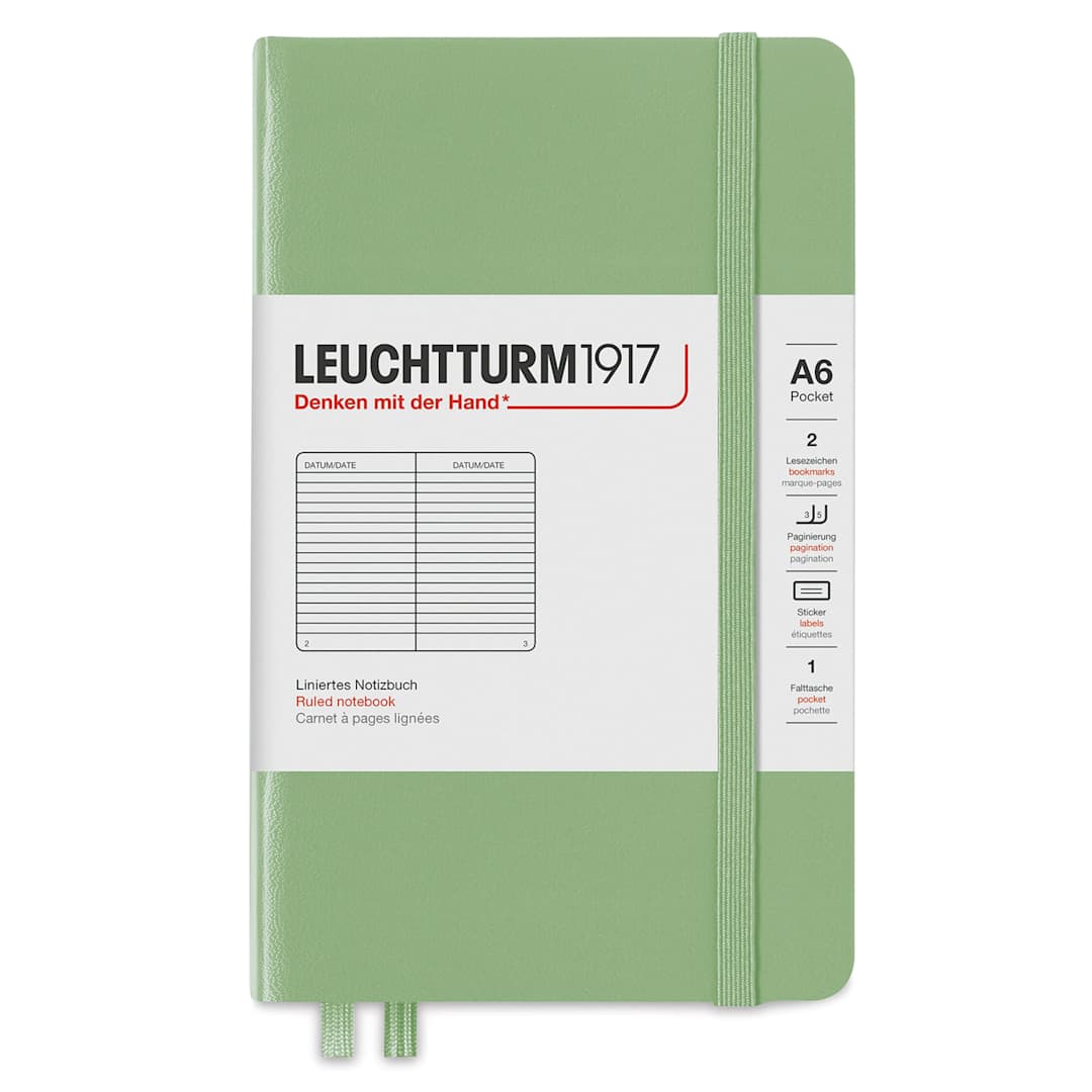 Open in modal - Leuchtturm1917 Ruled Hardbound Notebook - Sage, 3-1/2" x 6"