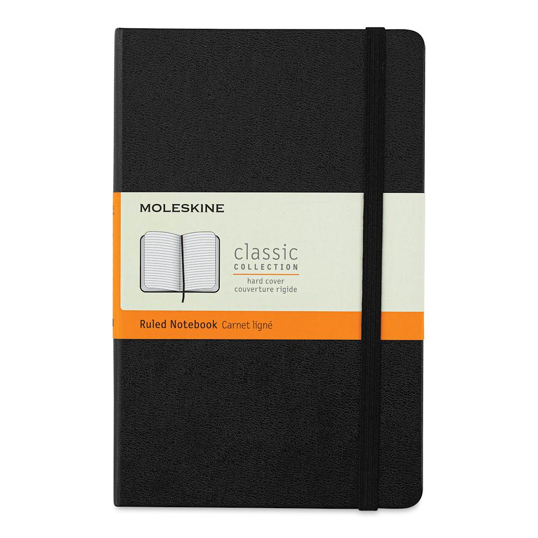 Open in modal - Moleskine Classic Hardcover Notebook - Black, Ruled, 6-7/8" x 4-1/2"
