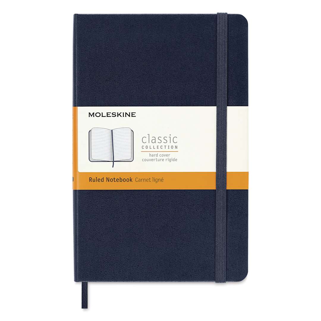 Open in modal - Moleskine Classic Hardcover Notebook - Sapphire Blue, Ruled, 4-1/2" x 6-7/8", packaging