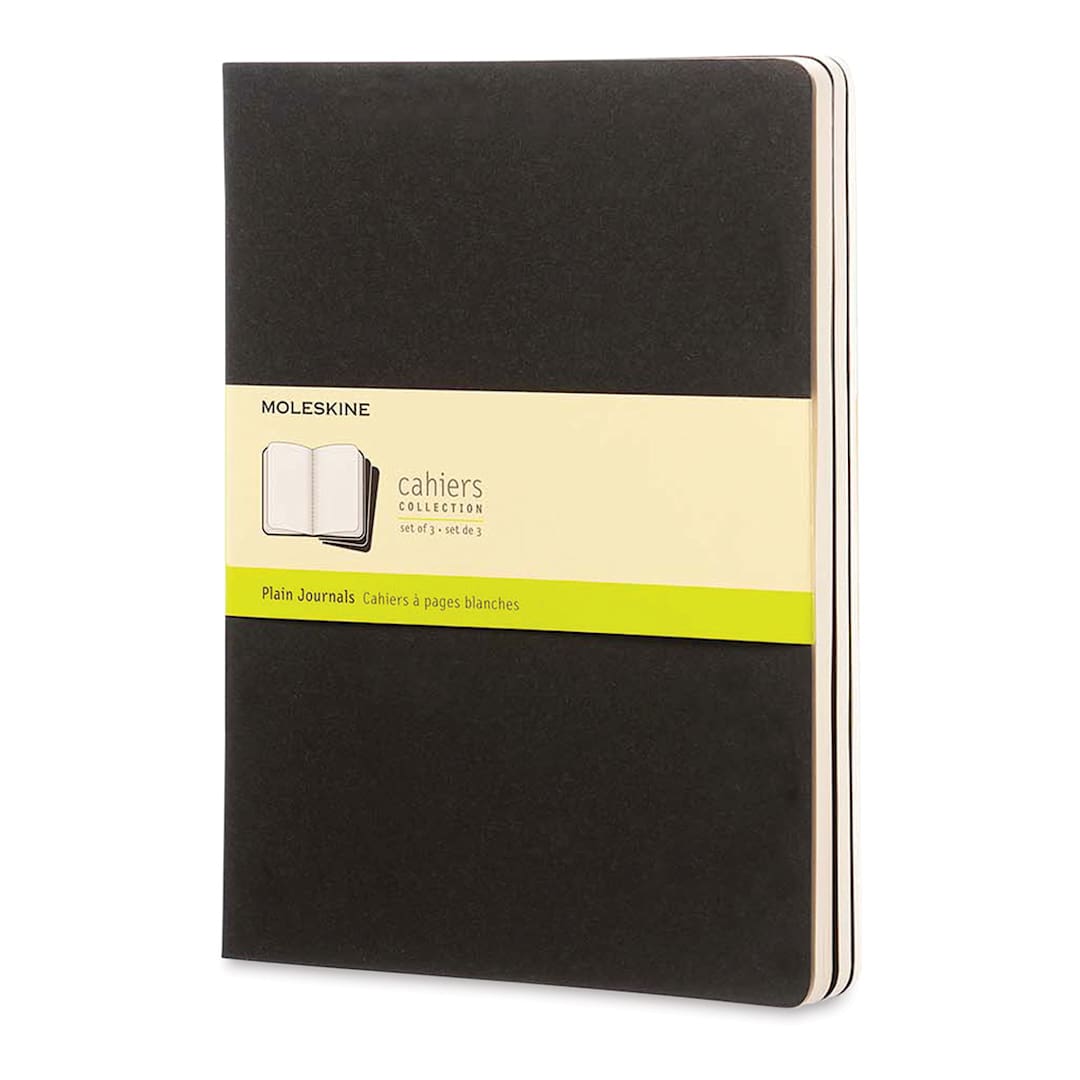 Open in modal - Moleskine Cahier Journals - 9-3/4'' x 7-1/2'', Black, Blank, Pkg of 3