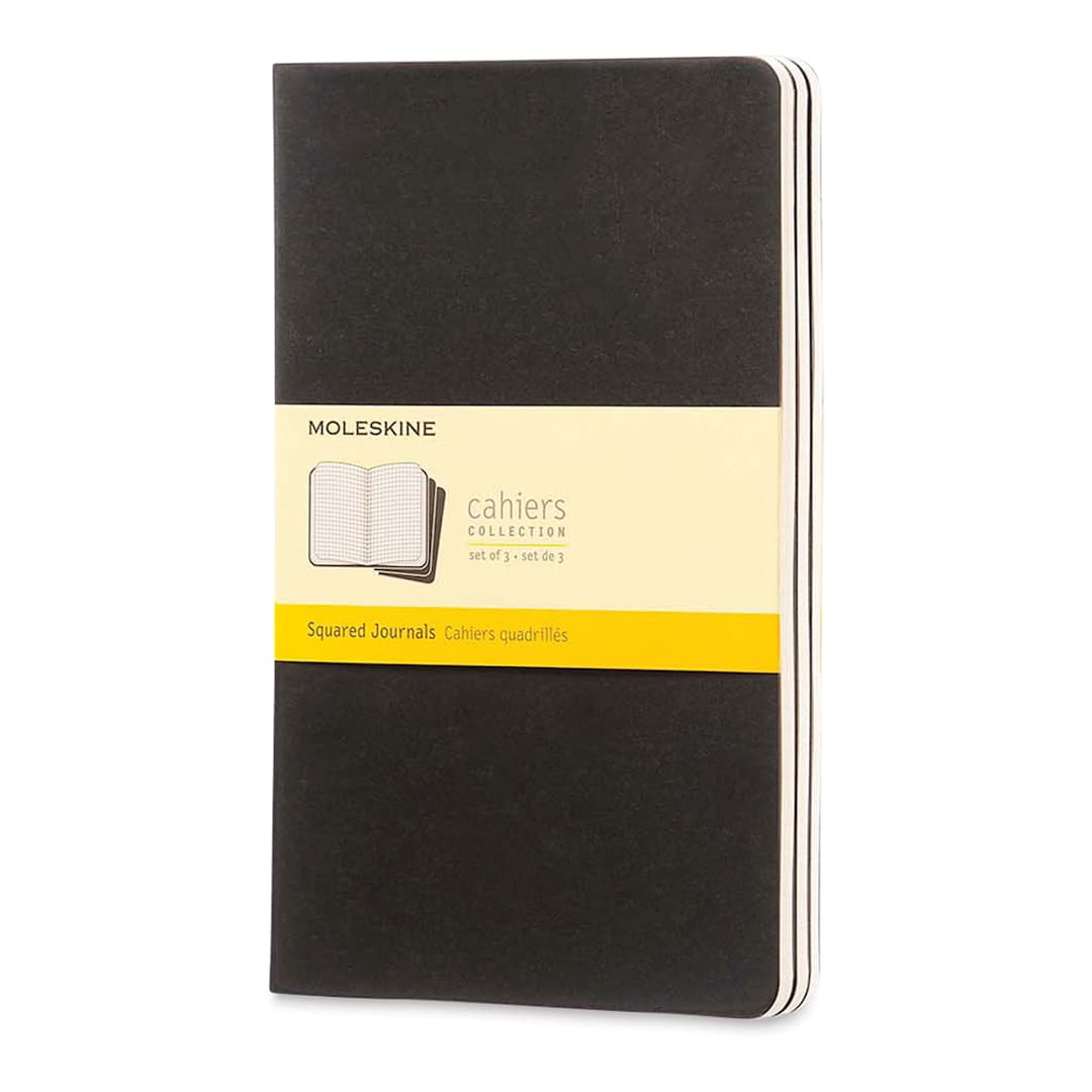 Open in modal - Moleskine Cahier Journals - 8-1/4'' x 5'', Gridded, Black, Pkg of 3