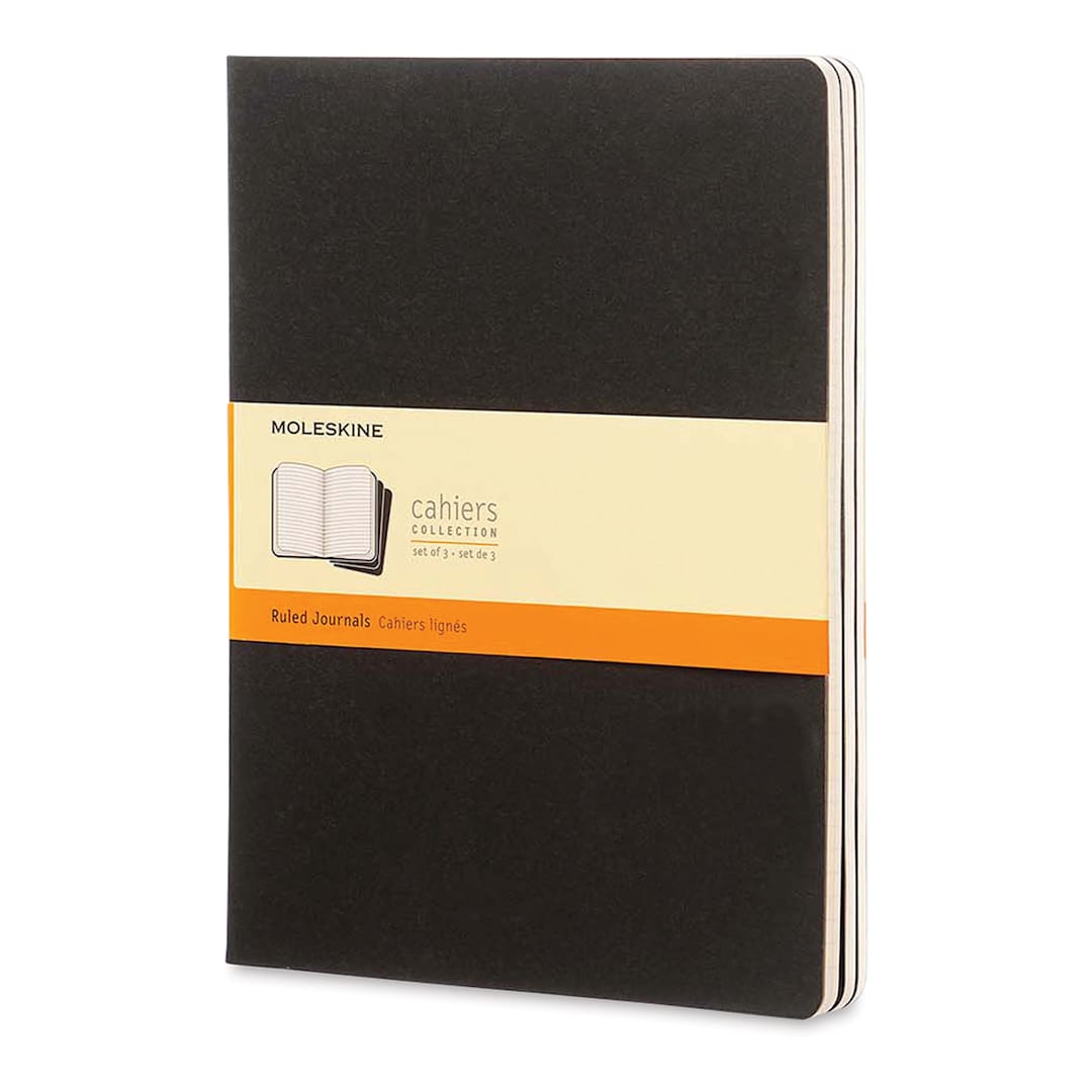 Open in modal - Moleskine Cahier Journals - 9-3/4" x 7-1/2'', Ruled, Black, Pkg of 3