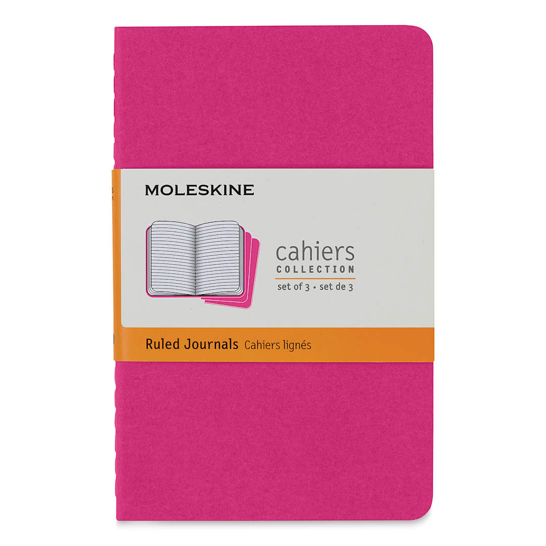 Open in modal - Moleskine Cahier Journals - 5-1/2" x 3-1/2", Ruled, Kinetic Pink, Pkg of 3