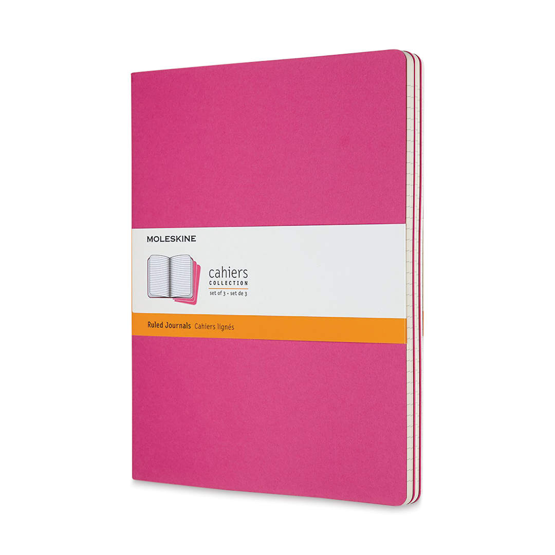 Open in modal - Moleskine Cahier Journals - 9-3/4" x 7-1/2", Ruled, Kinetic Pink, Pkg of 3