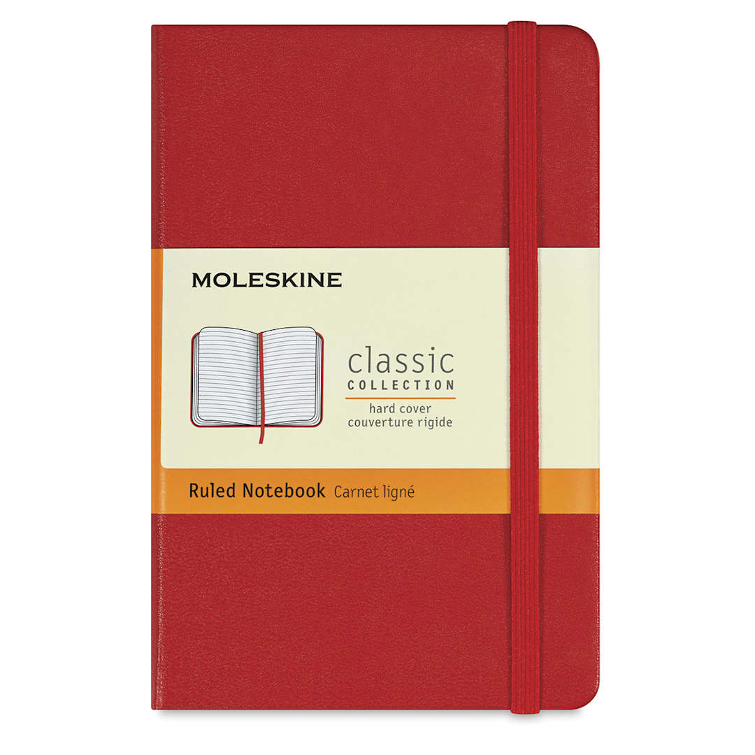 Open in modal - Moleskine Classic Hardcover Notebooks - Scarlet Red, Ruled, 5-1/2'' x 3-1/2''