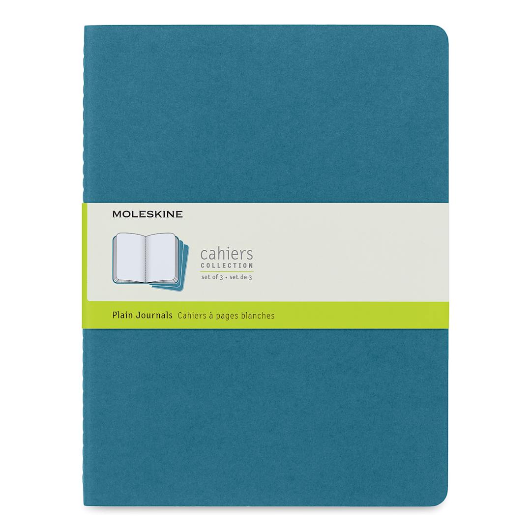 Open in modal - Moleskine Cahier Journals - 9-3/4" x 7-1/2", Blank, Brisk Blue, Pkg of 3