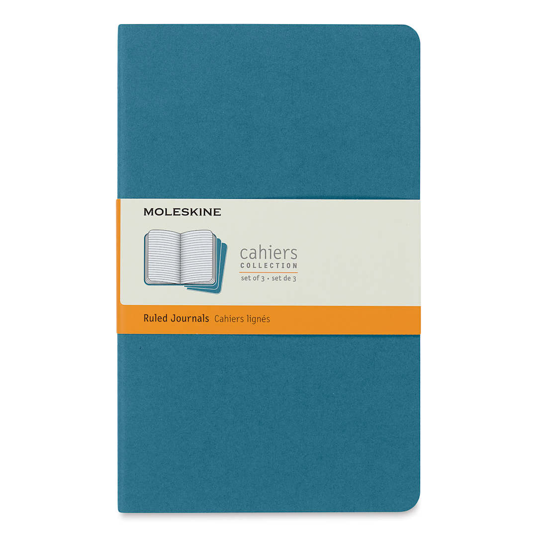 Open in modal - Moleskine Cahier Journals - 8-1/4" x 5", Ruled, Brisk Blue, Pkg of 3