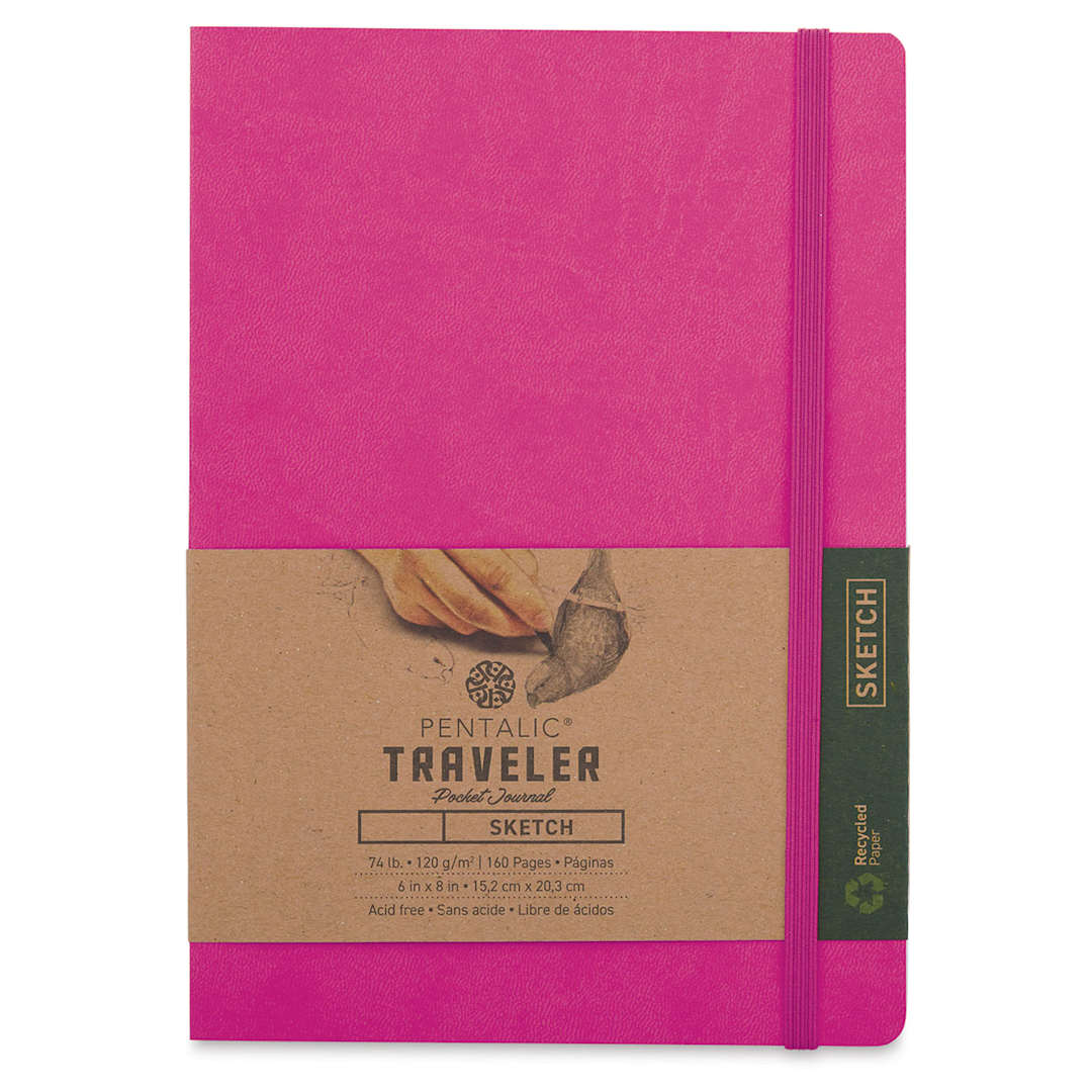 Open in modal - Pentalic Recycled Traveler's Sketchbook - 8-1/4" x 5-7/8", Pink