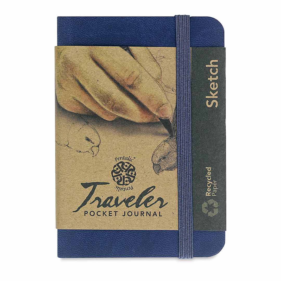 Open in modal - Pentalic Recycled Traveler's Sketchbook - 4-1/8" x 2-7/8", Royal Blue