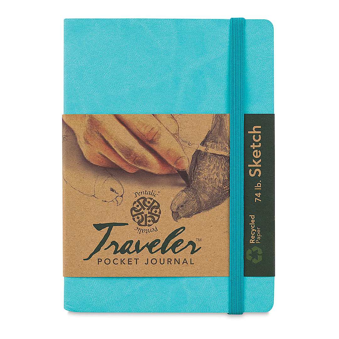 Open in modal - Pentalic Recycled Traveler's Sketchbook - 5-7/8" x 4-1/8", Turquoise