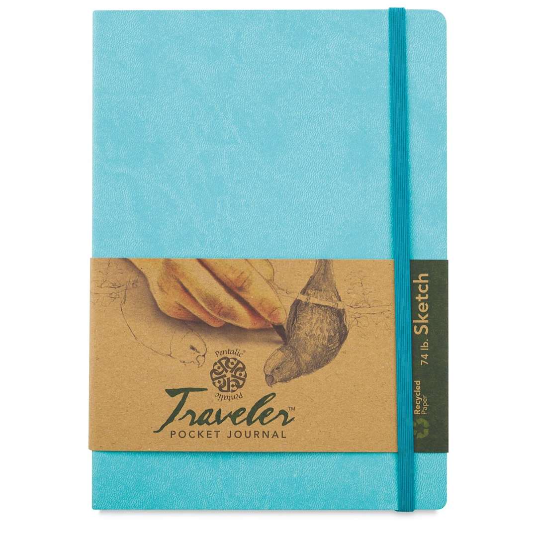Open in modal - Pentalic Recycled Traveler's Sketchbook - 8-1/4" x 5-7/8", Turquoise