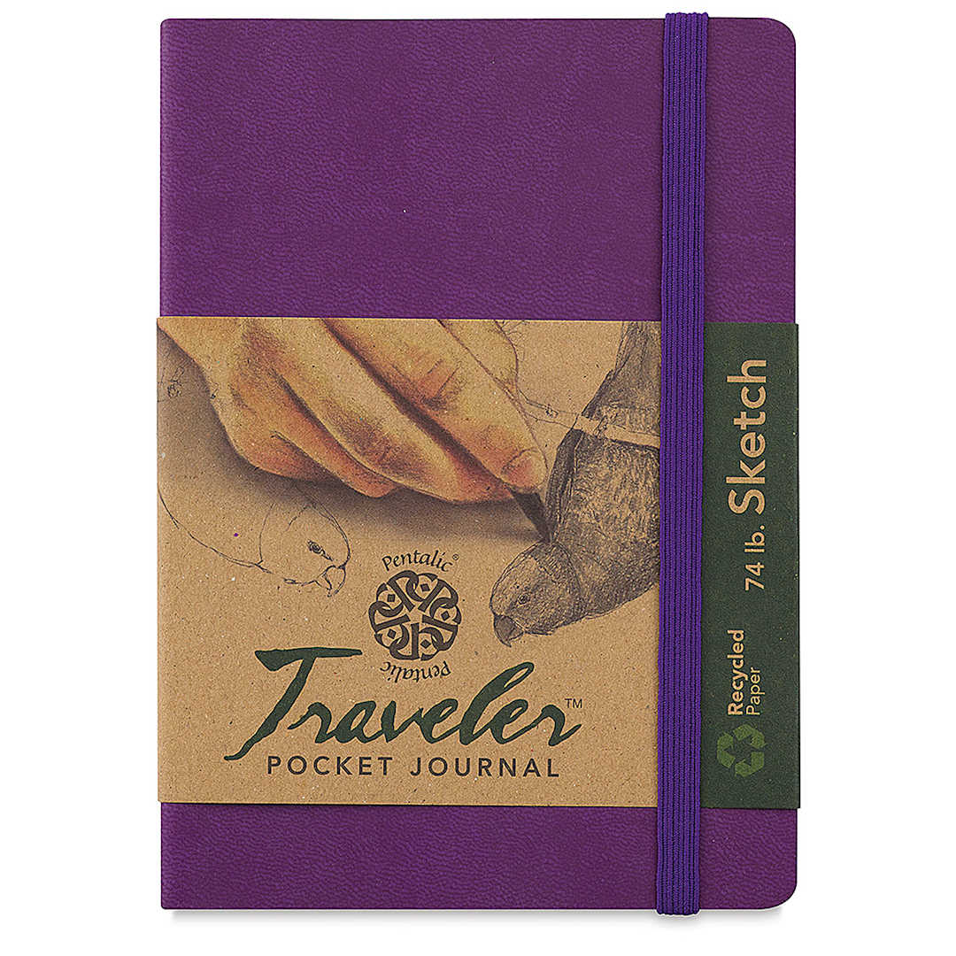 Open in modal - Pentalic Recycled Traveler's Sketchbook - 5-7/8" x 4-1/8", Purple