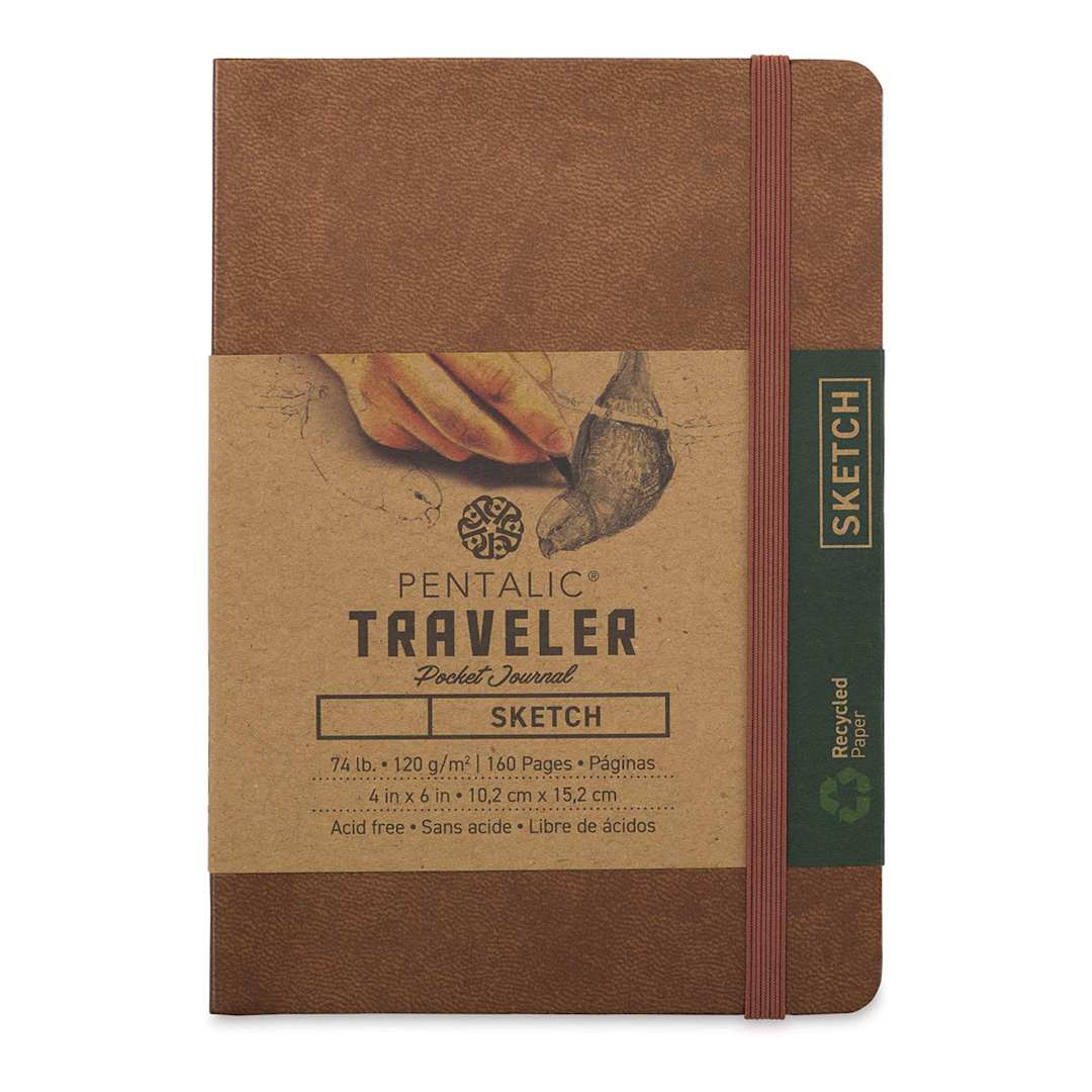 Open in modal - Pentalic Recycled Traveler's Sketchbook - 5-7/8" x 4-1/8", Metallic Copper