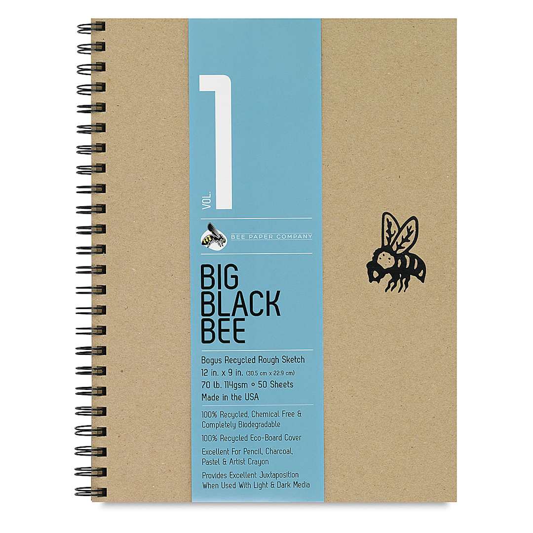 Open in modal - Big Black Bee Bogus Recycled Sketchbook - 12" x 9", Rough, wirebound, 50 Sheets