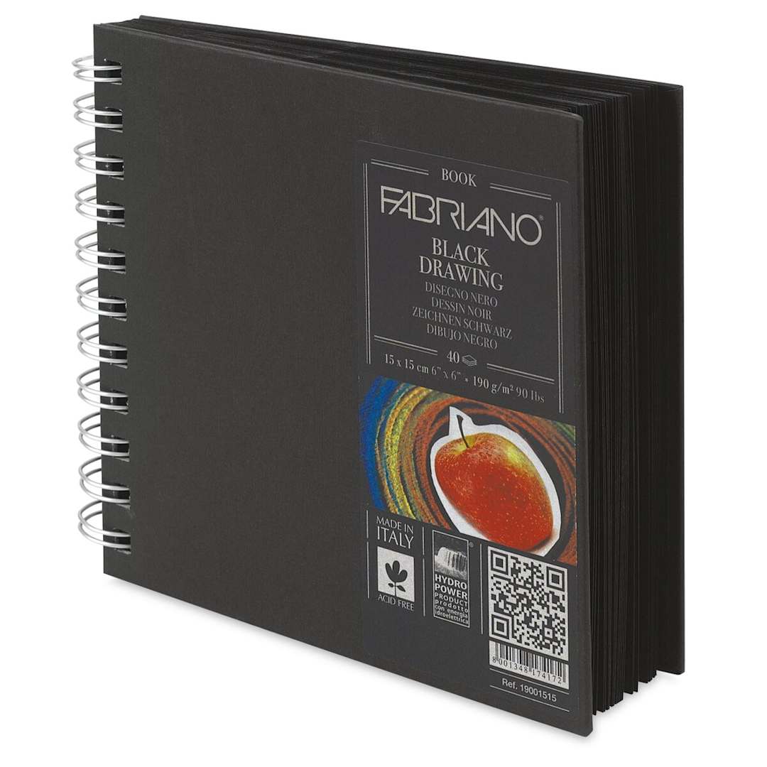 Open in modal - Fabriano Sketchbook - 6" x 6", Black, Hardcover