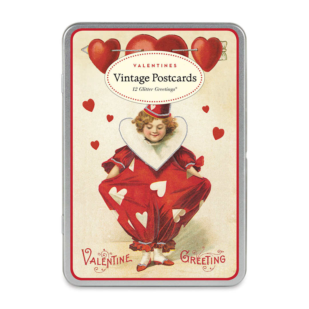 Open in modal - Cavallini Vintage Valentines Postcards - Set of 12, Children (front of tin)