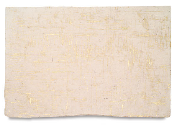 Open in modal - Screenprinted Nepalese Lokta Paper - Full sheet of Gold brushed Natural paper
