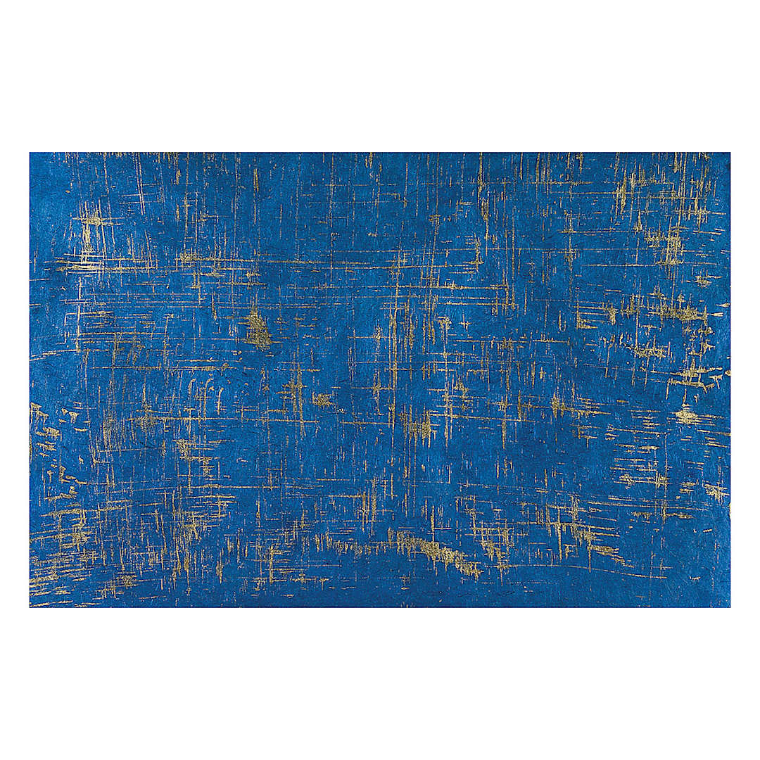 Open in modal - Nepalese Lokta - 22" x 30", Gold Brush/Royal Blue