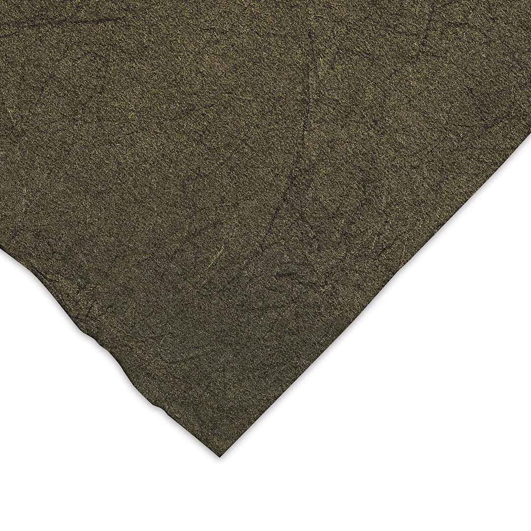 Open in modal - Black Ink Thai Soft Metallic Momigami Paper - Closeup of Bronze paper showing color and texture