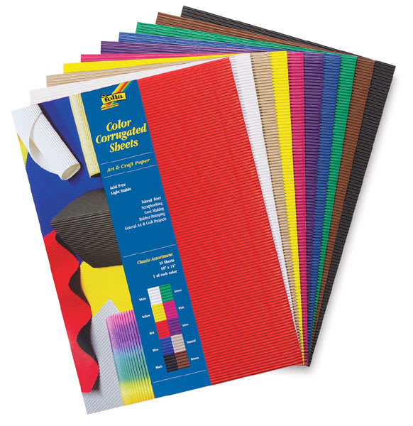 Open in modal - Folia Color Corrugated Paper - Classic Colors shown in fan with label