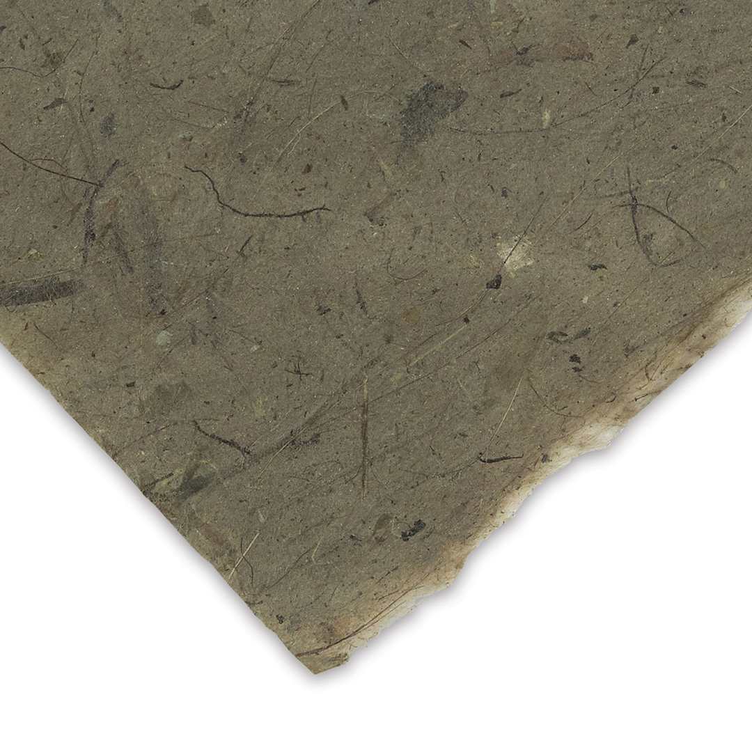 Open in modal - Black Ink Thai Banana Paper - Corner of Mesquite paper to show color and texture
