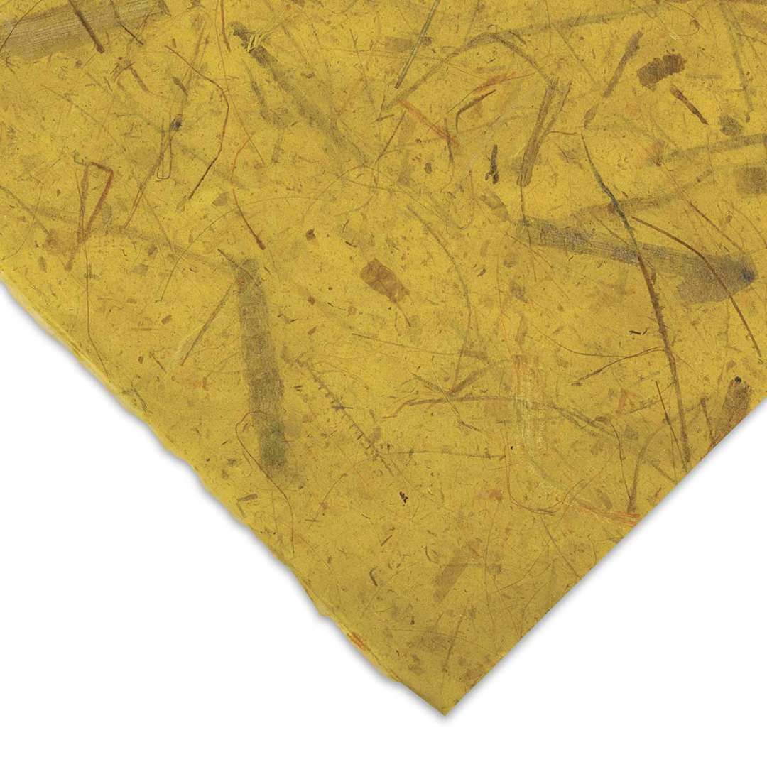 Open in modal - Black Ink Thai Banana Paper - Corner of Yellow paper to show color and texture
