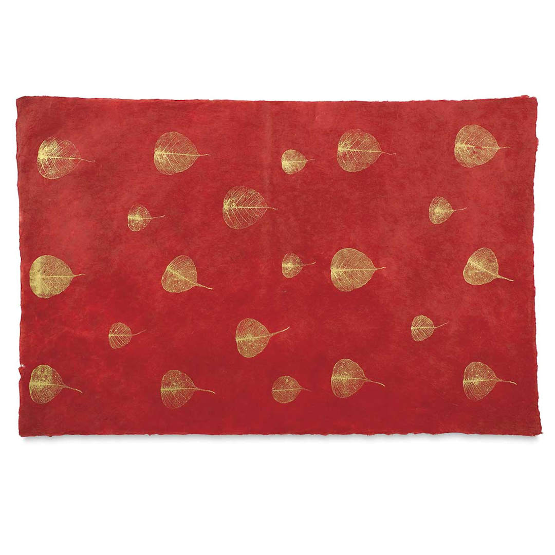 Open in modal - Nepalese Gold Bodhi Paper - Full sheet of Red/Gold Paper
