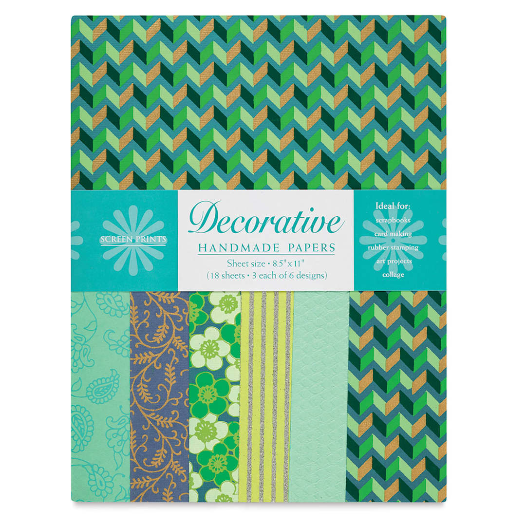 Open in modal - Decorative Paper Screen Print Assortment Packs - Turquoise and Teal shown