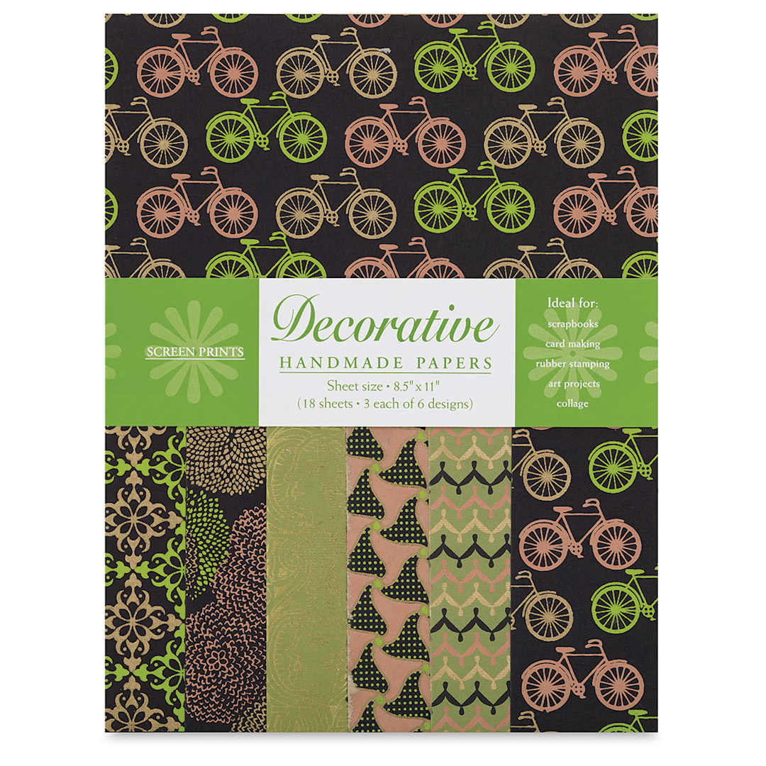 Open in modal - Decorative Paper Screen Print Assortment Packs - Moss Green and Black shown