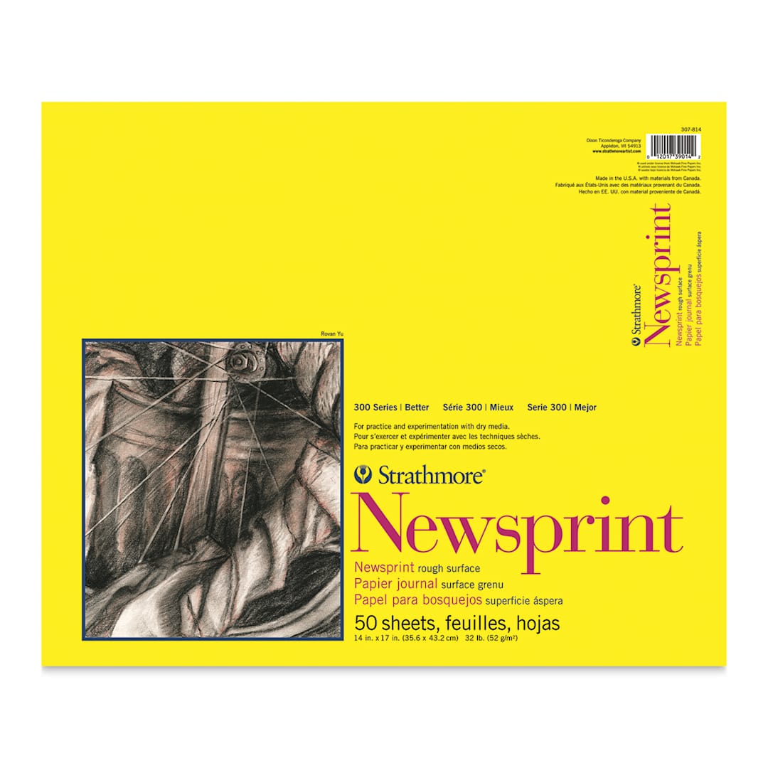 Open in modal - Strathmore 300 Series Newsprint Pad - Rough, 50 Sheets, 14" x 17"