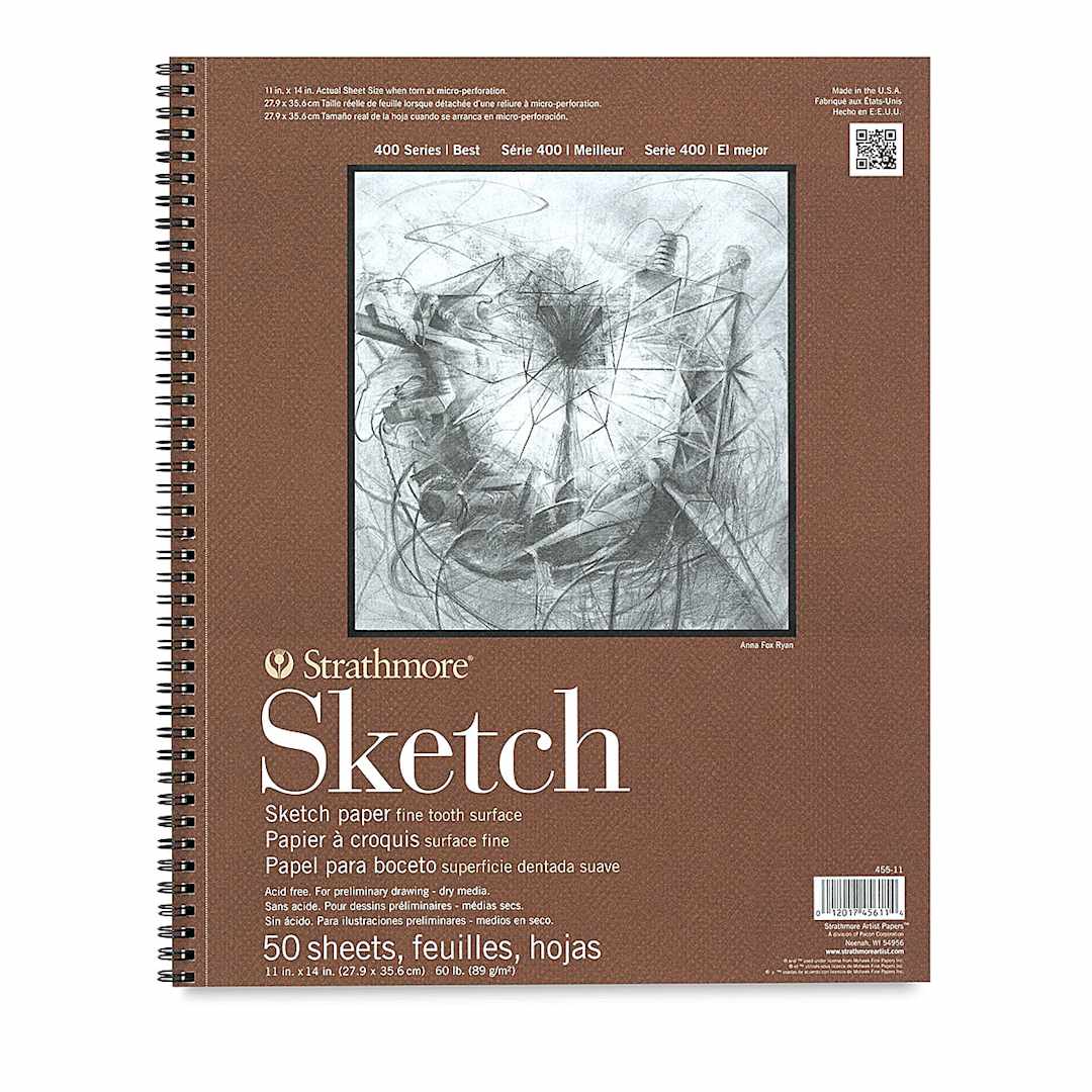 Open in modal - Strathmore 400 Series Sketch Pad - 11" x 14", Spiral Bound, Side, 50 Sheets