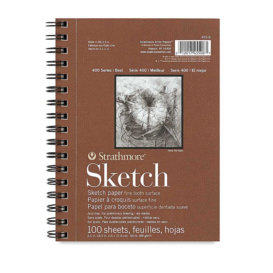 Open in modal - Strathmore 400 Series Sketch Pad - 5-1/2" x 8-1/2", Spiral Bound, Side, 100 Sheets