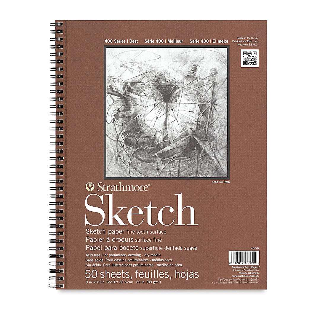Open in modal - Strathmore 400 Series Sketch Pad - 9" x 12", Spiral Bound, Side, 50 Sheets