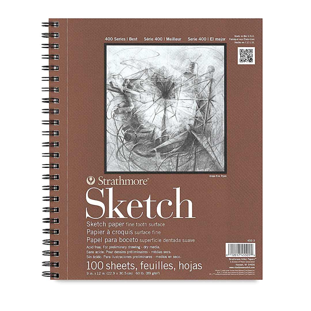 Open in modal - Strathmore 400 Series Sketch Pad - 9" x 12", Spiral Bound, Side, 100 Sheets