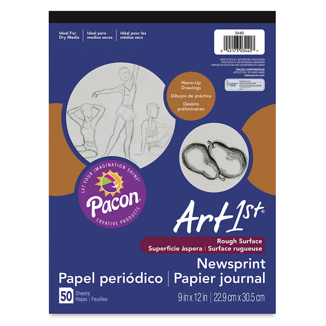 Open in modal - Pacon ART1st Newsprint Pad - Top view of front cover 
