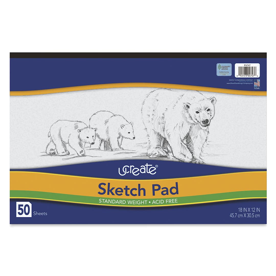 Open in modal - Pacon UCreate Sketch Pad - Front cover of 18" x 12" sketch pad